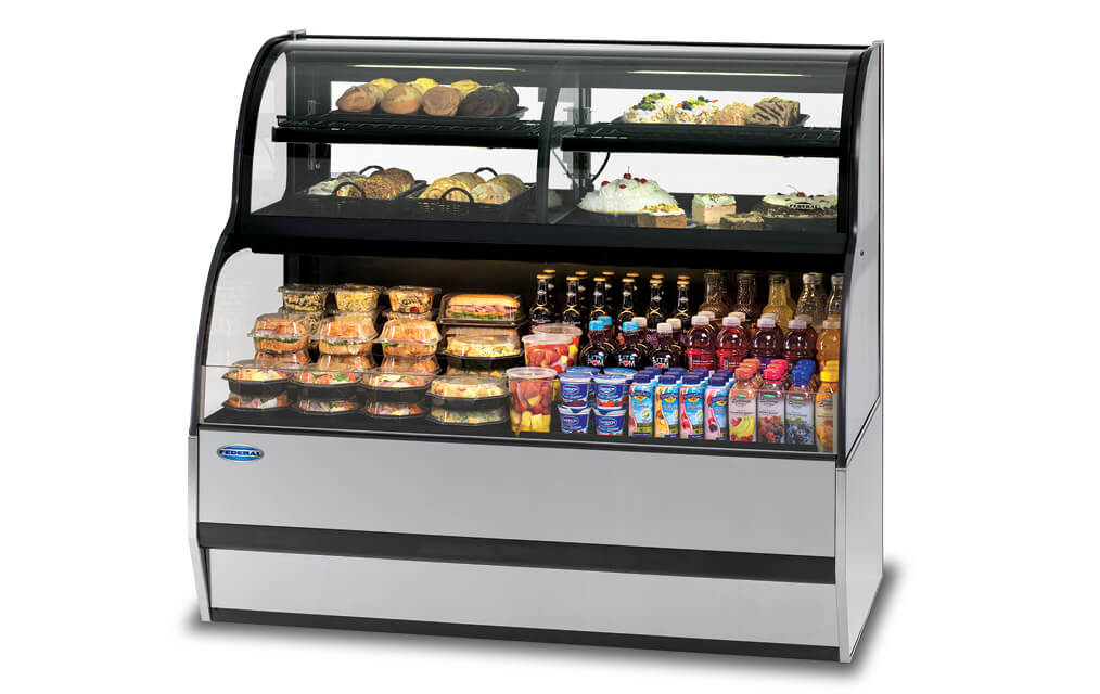 CONVERTIBLE SERVICE OVER REFRIGERATED SELF-SERVE SPECIALTY MERCHANDISER SSRC5952 GREY